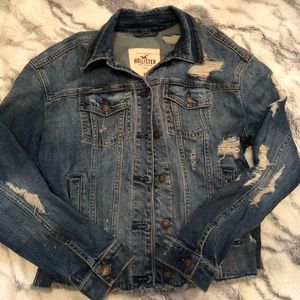 Hollister oversized distressed jean jacket